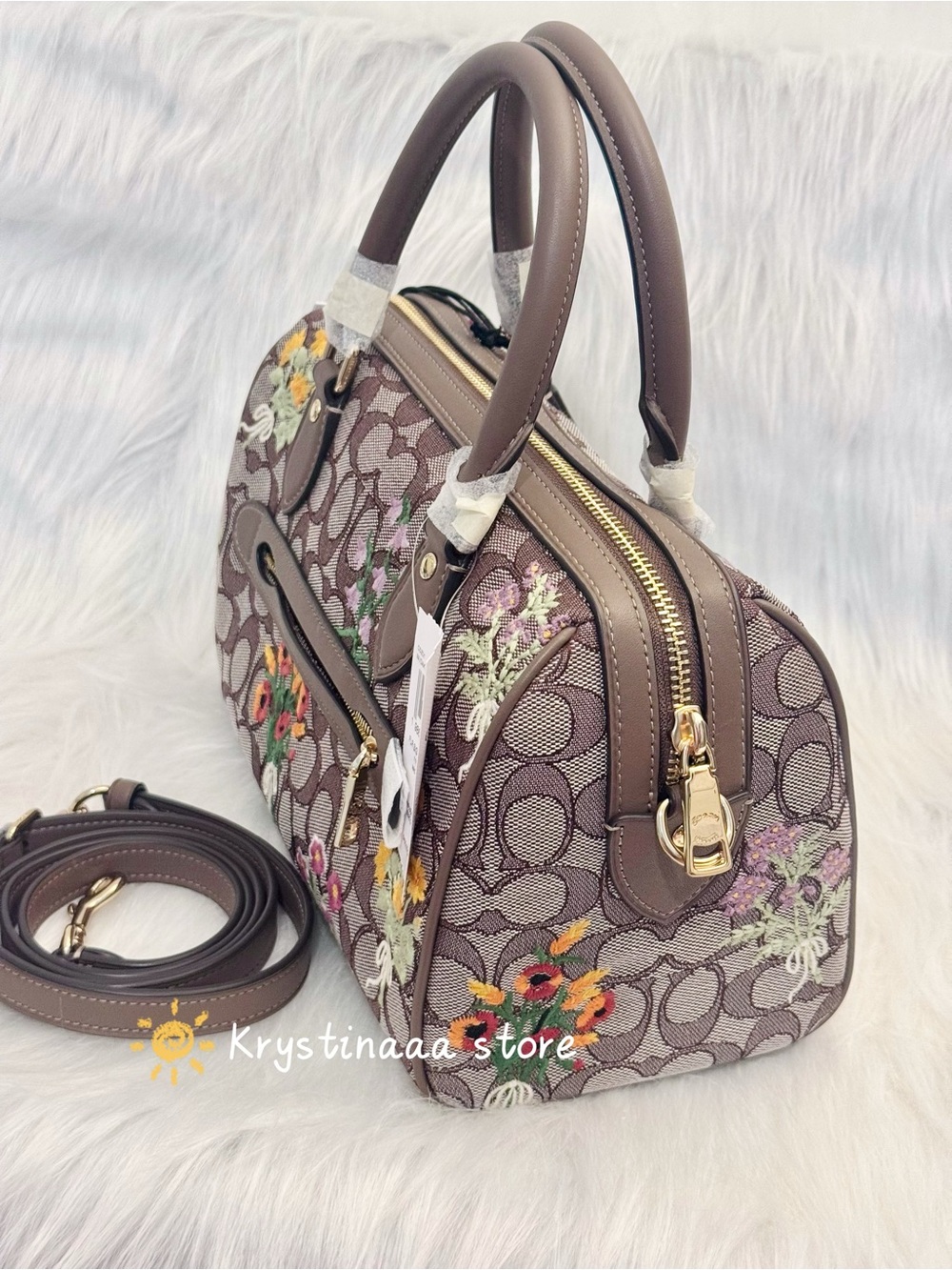 NWT Coach CDZ01 Rowan Satchel Bag In Signature Jacquard With Floral Embroidery - Picture 5 of 13